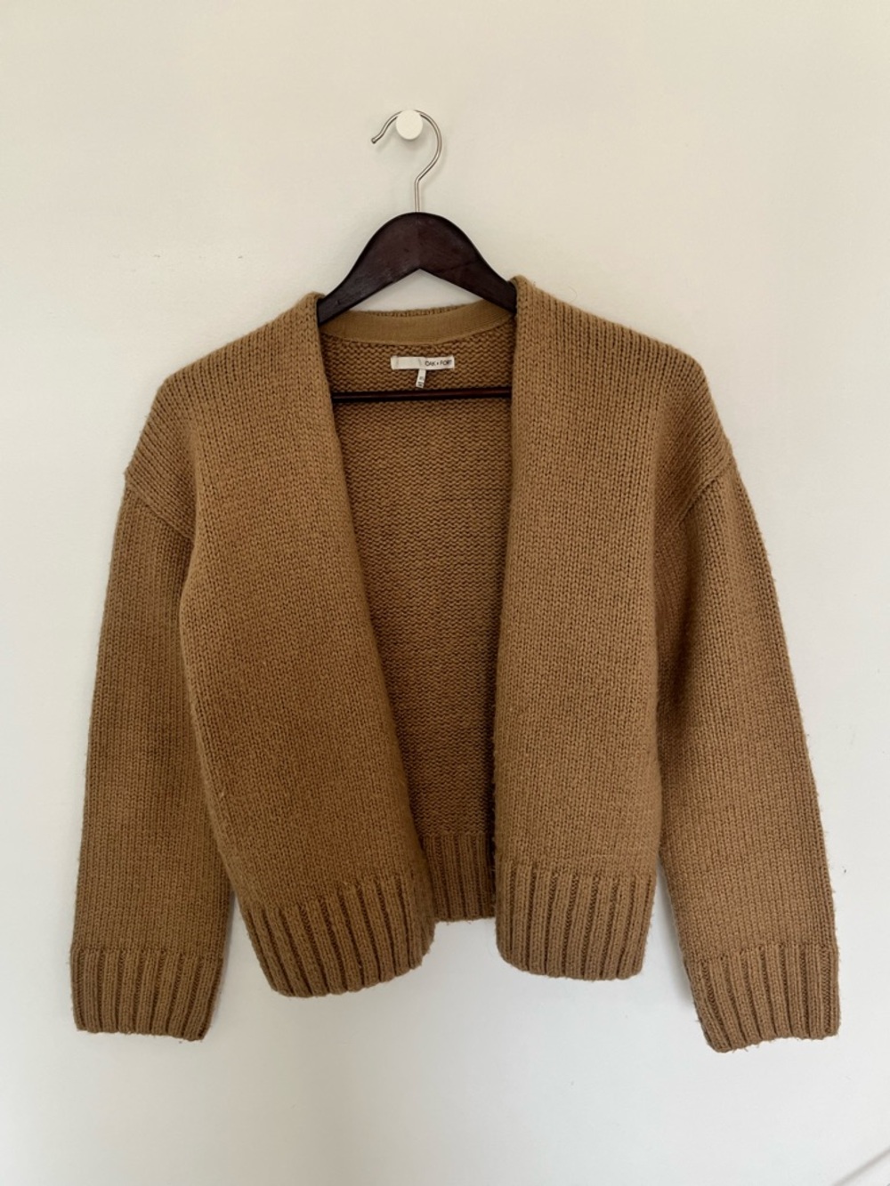 OAK + FORT Open-Front Cardigan Sweater - Camel Brown - Picture 2 of 5